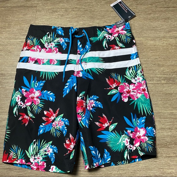 Roundtree & Yorke Floral Pattern Men’s Swim Shorts - Picture 1 of 2